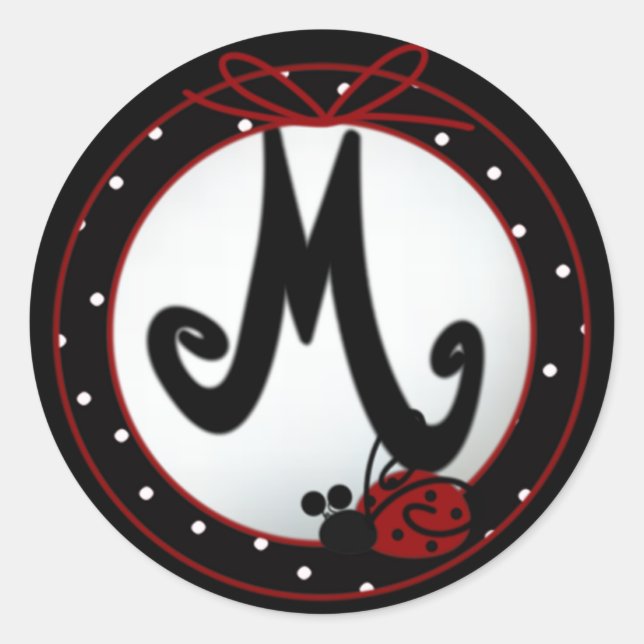 Ladybug Initial M Round Stickers (Front)