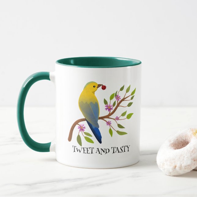 ladybug insect tasty colourful bird girly mug (With Donut)