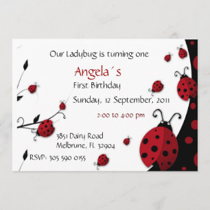 Ladybug Invitation Girl Birthday Party