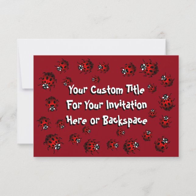 Ladybug Invitations Personalised  Red Ladybug RSVP (Front)