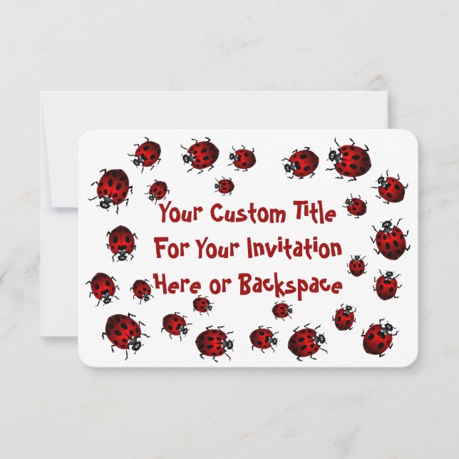 Ladybug Invitations Personalised Red Ladybug RSVP (Front)