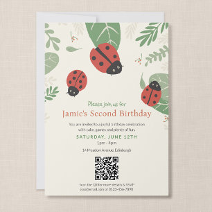 Ladybug Kid's Birthday Party QR Code Invitation