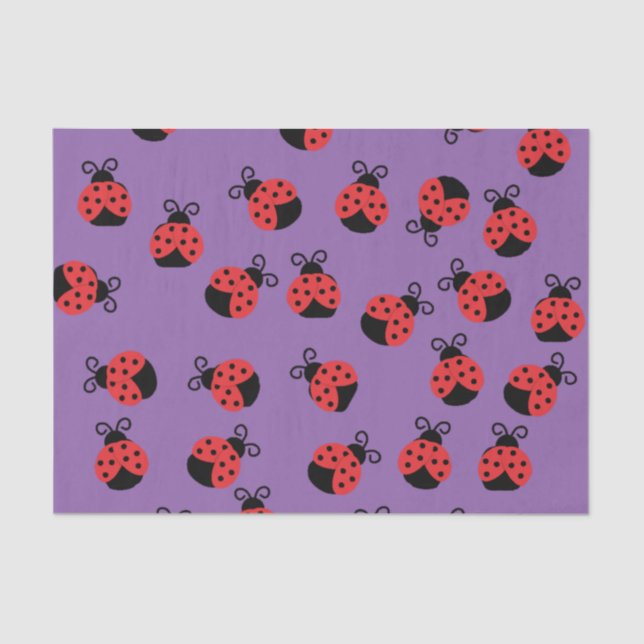 Ladybug ladybird beetles on purple tissue paper (Front)