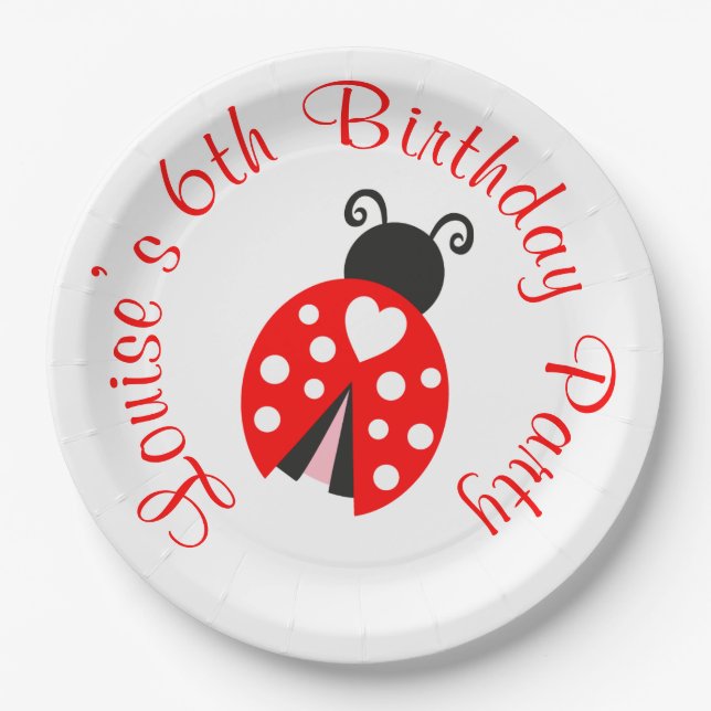Ladybug Ladybird Birthday Party Paper Plate (Front)