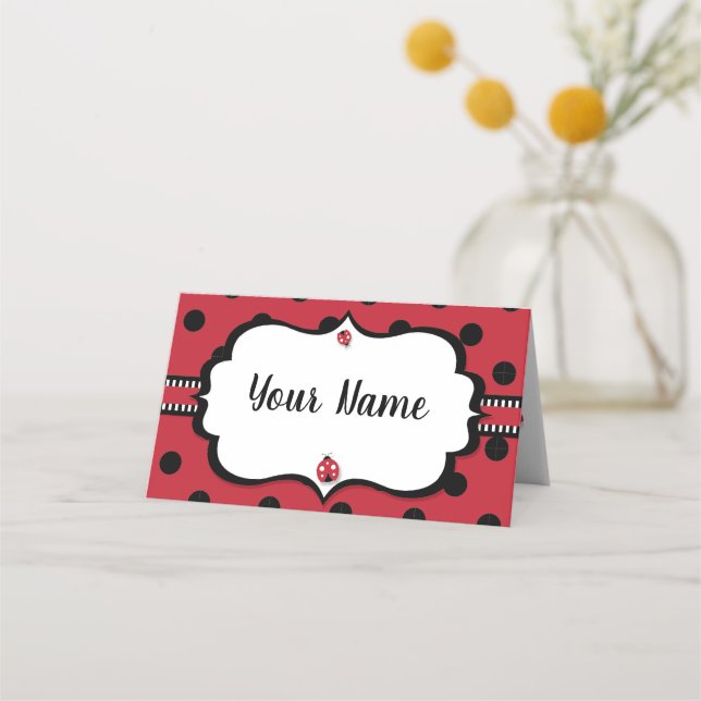 Ladybug / Ladybird Folded Place Card (Front)