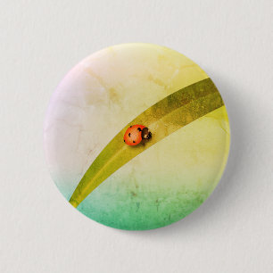 Ladybug Leaf 6 Cm Round Badge