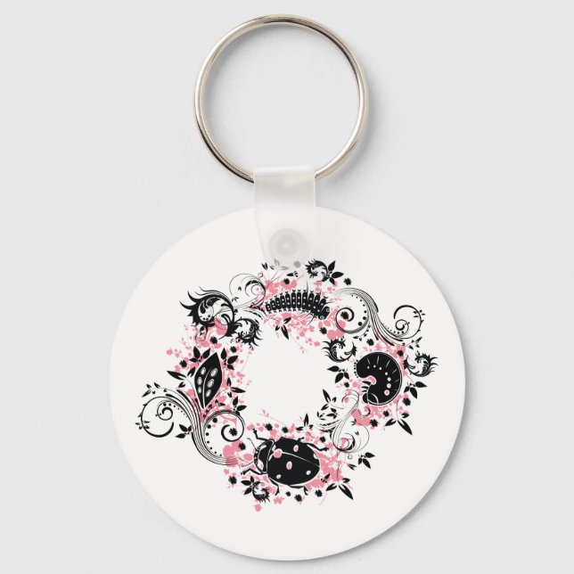 Ladybug Life Cycle Keychain - Pink (Front)