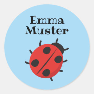 Ladybug - lightblue classic round sticker
