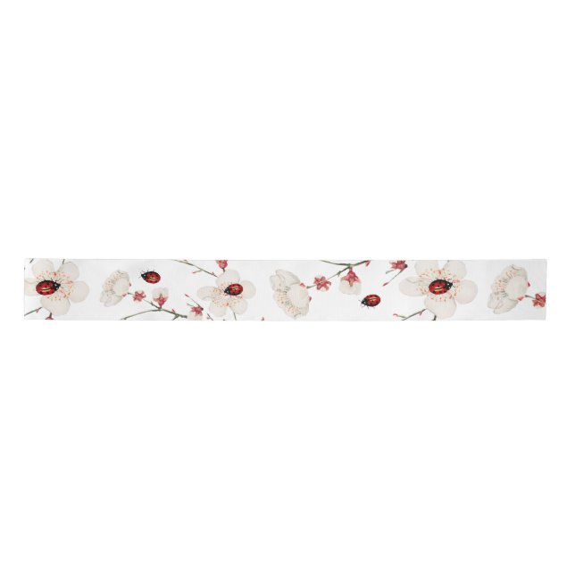 Ladybug Love Bug Floral Satin Ribbon (Front)