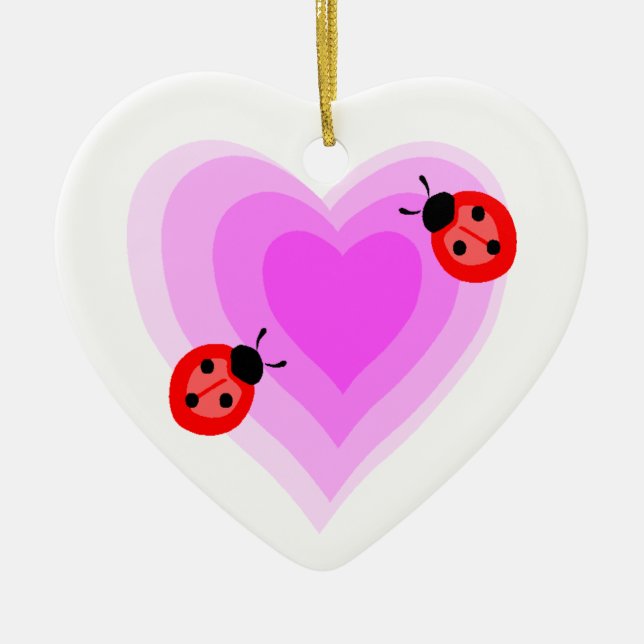 Ladybug Love Ceramic Tree Decoration (Front)