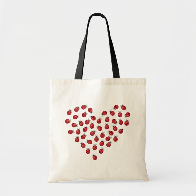 Ladybug Love Heart Tote Bag (Front)