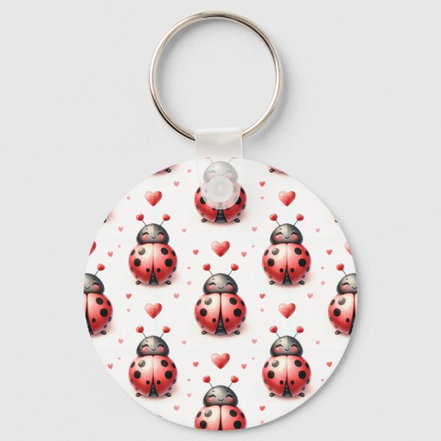 Ladybug Love (personalised) Key Ring (Front)