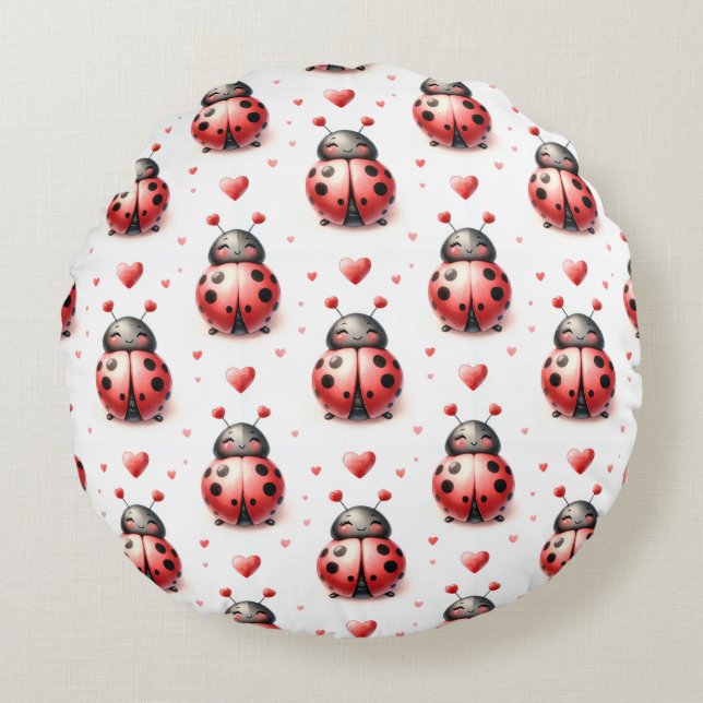 Ladybug Love Round Cushion (Front)