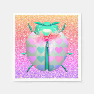 Ladybug lovely hearts cute glitter napkin