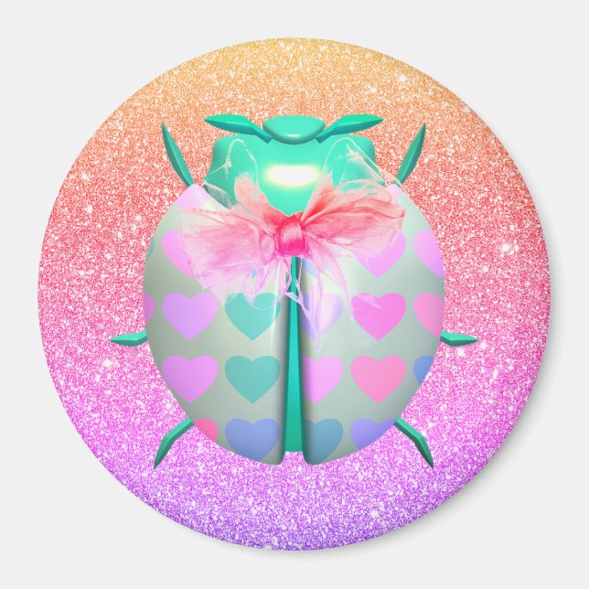 Ladybug lovely hearts magnet (Front)