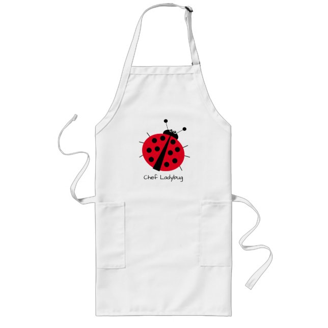 Ladybug Lovers Cute Cartoon Fun Red Girly Long Apron (Front)