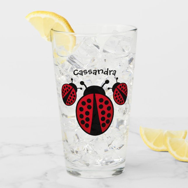 Ladybug lovers with your name glass (Front Ice)