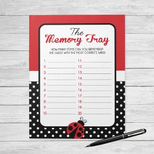 Ladybug Memory Tray Baby Shower Game Pack Notepad