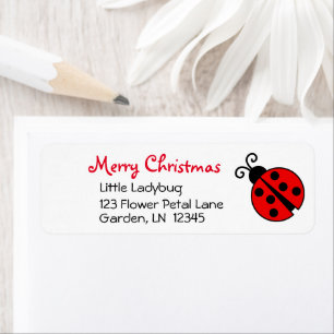 Ladybug Merry Christmas Custom Return Address Label