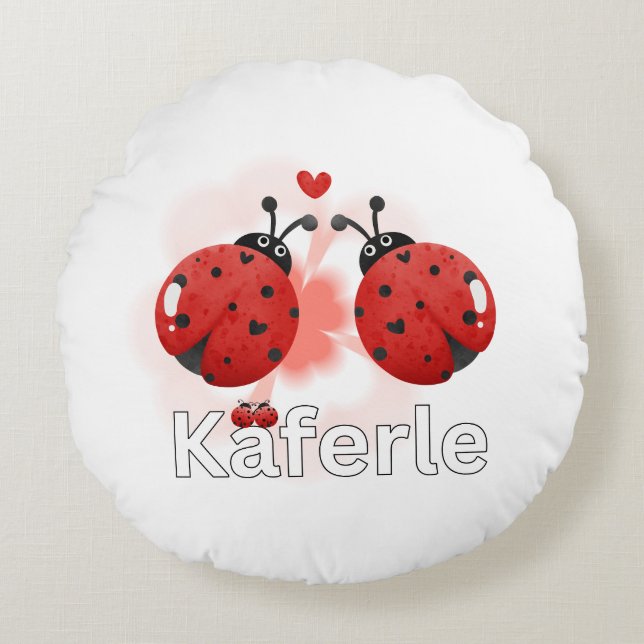 Ladybug Mug Round Cushion (Front)