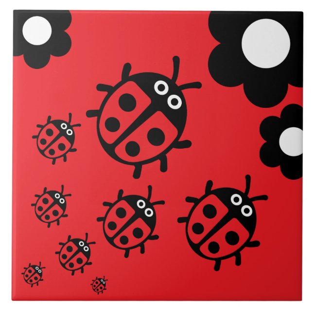 ladybug Nursery Decor Ceramic Tile (Front)