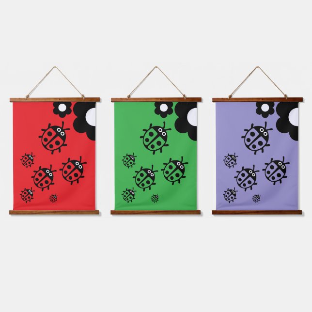 ladybug Nursery Decor Hanging Tapestry (Triple)