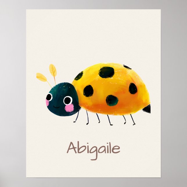 Ladybug Nursery Name Wall Art Print (Front)