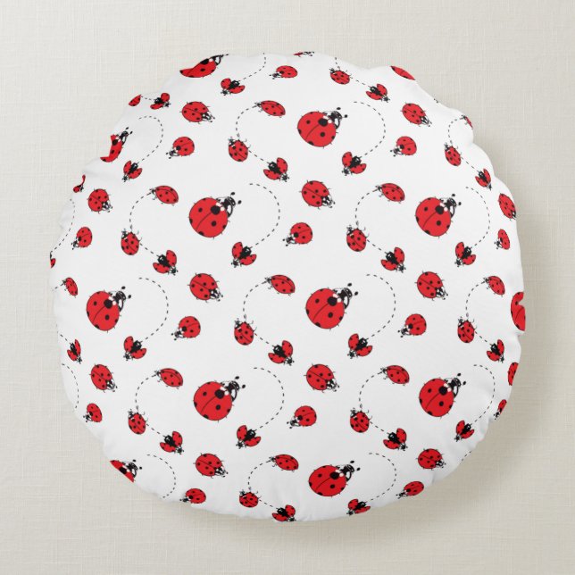 Ladybug Nursery Round Pillow (Front)