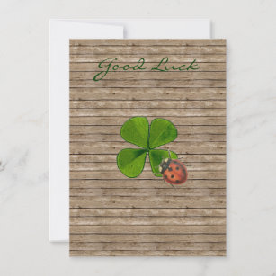 Ladybug on a four leaf clover - Good luck Thank You Card