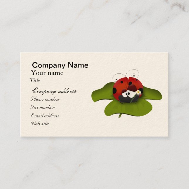 Ladybug on a green leaf business card (Front)