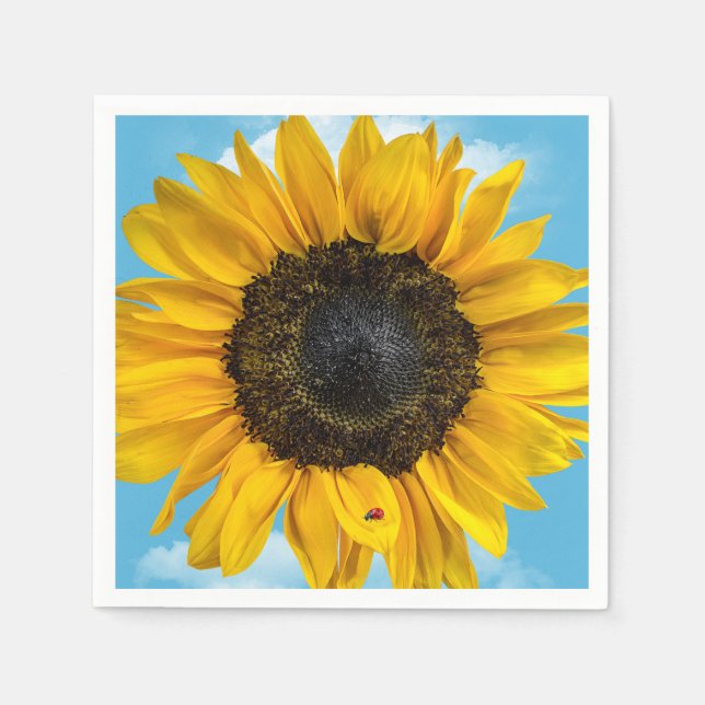 Ladybug On A Sunflower Napkin (Front)