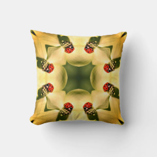 Ladybug On Dogwood Abstract Nature Art Cushion