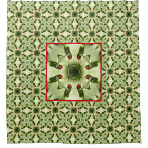 Ladybug On Dogwood Abstract Nature Art Shower Curtain