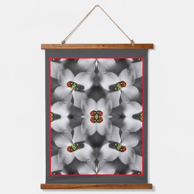 Ladybug On Dogwood Flower Abstract Nature   Hanging Tapestry (Front)