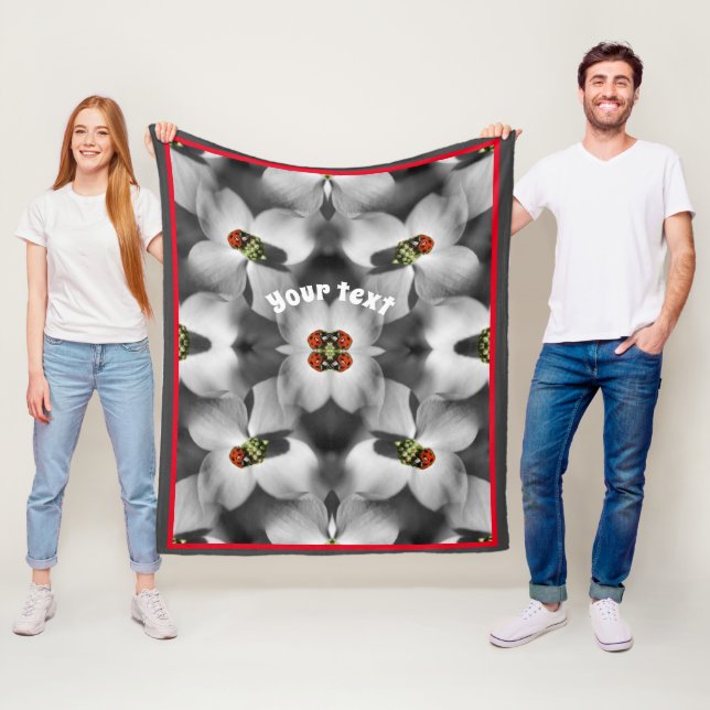 Ladybug On Dogwood Flower Abstract Personalised  Fleece Blanket (In Situ)