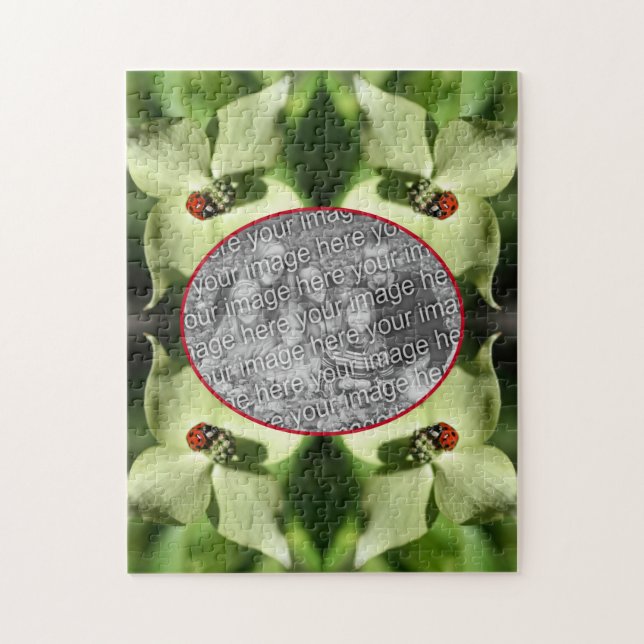 Ladybug On Dogwood Flower Frame Add Your Photo Jigsaw Puzzle (Vertical)