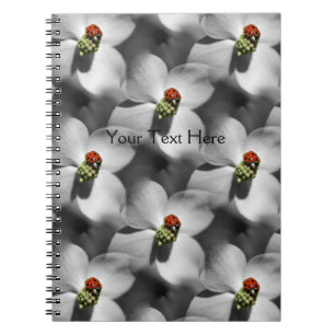 Ladybug On Dogwood Flower Nature Art Pattern Notebook