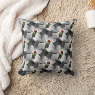 Ladybug On Dogwood Flower Nature Pattern Cushion
