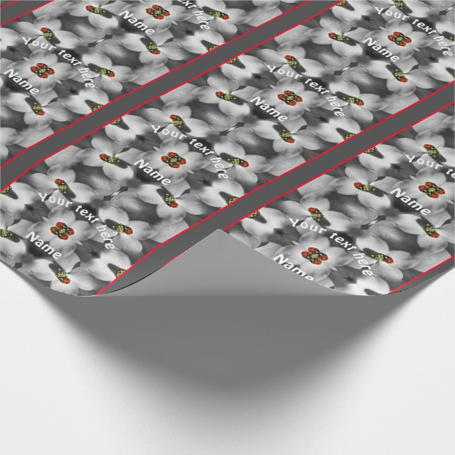 Ladybug On Dogwood Flower Nature Personalised   Wrapping Paper (Corner)