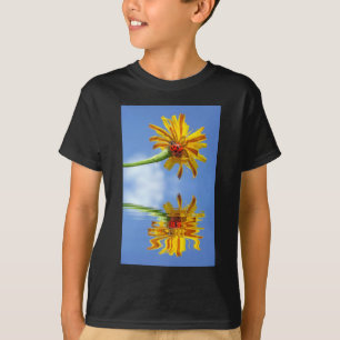 Ladybug on flower above water with reflection T-Shirt