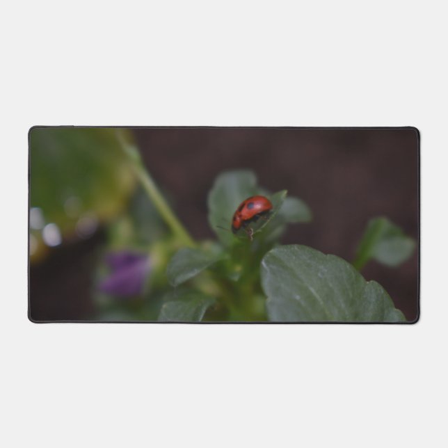 Ladybug on Flowers Desk Mat (Front)
