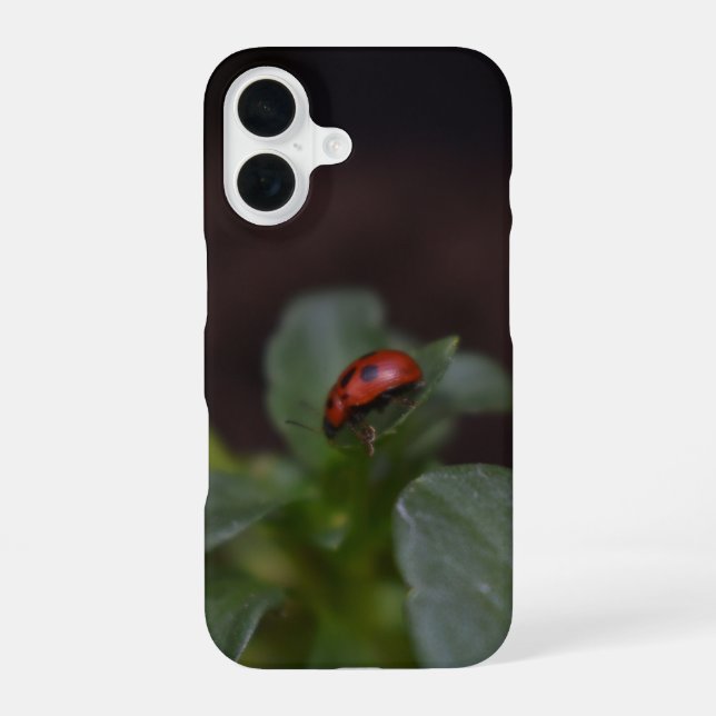 Ladybug on Flowers iPhone 16 Case (Back)