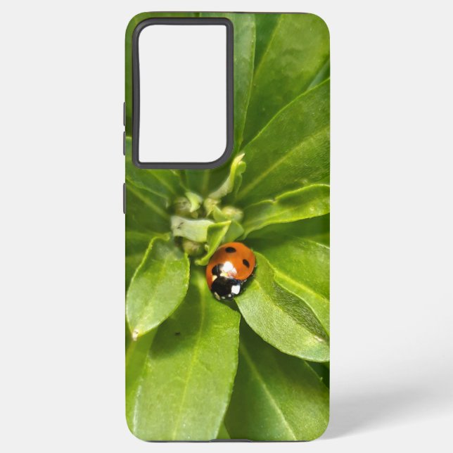 Ladybug on Flowers Samsung Galaxy S21 Ultra Case (Back)