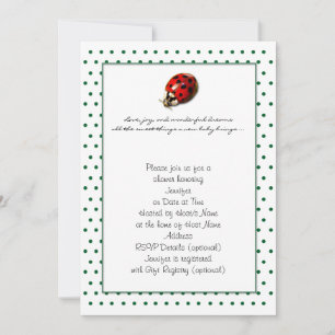 Ladybug on Green Polka Dots Shower Invitation