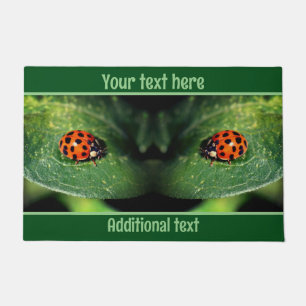 Ladybug On Leaf Close Up Personalised Doormat