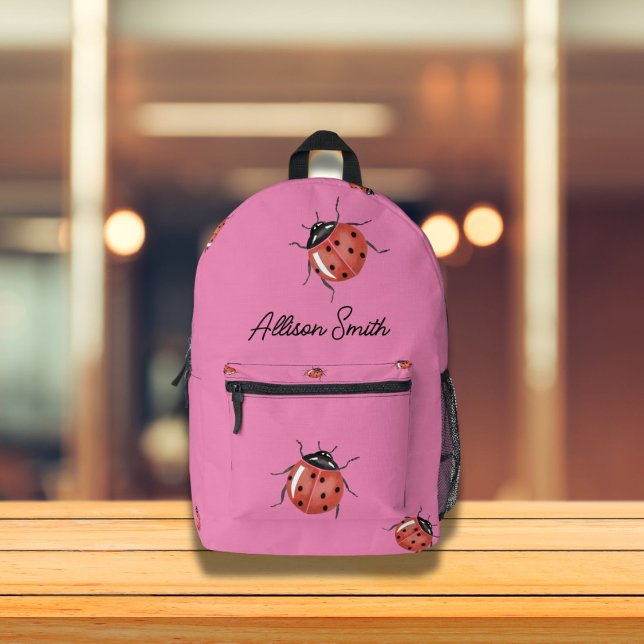 Ladybug on pink personalised printed backpack (Creator Uploaded)