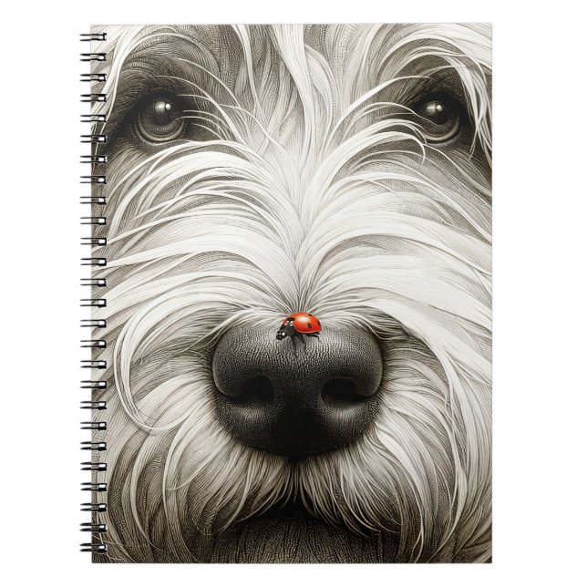 Ladybug On Shaggy Dog's Nose Notebook (Front)