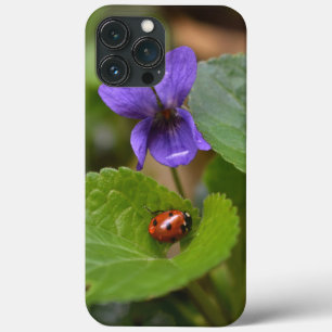 Ladybug on Sweet Violet Flowers iPhone 13 Pro Max Case