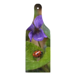 Ladybug on Sweet Violet Flowers Cutting Board