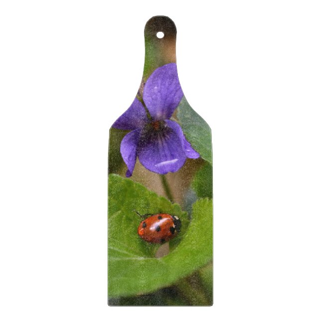 Ladybug on Sweet Violet Flowers Cutting Board (Front)